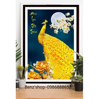 [⚡HOT SALE⚡] Tranh đính đá venus Phúc Lộc Thọ Toàn VS330 kích thước 76x50cm; Bộ 3 bức bình hoa chim công  DF2850 150x73