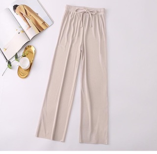 Quần ống rộng nữ chất gân tăm xu hướng thời trang