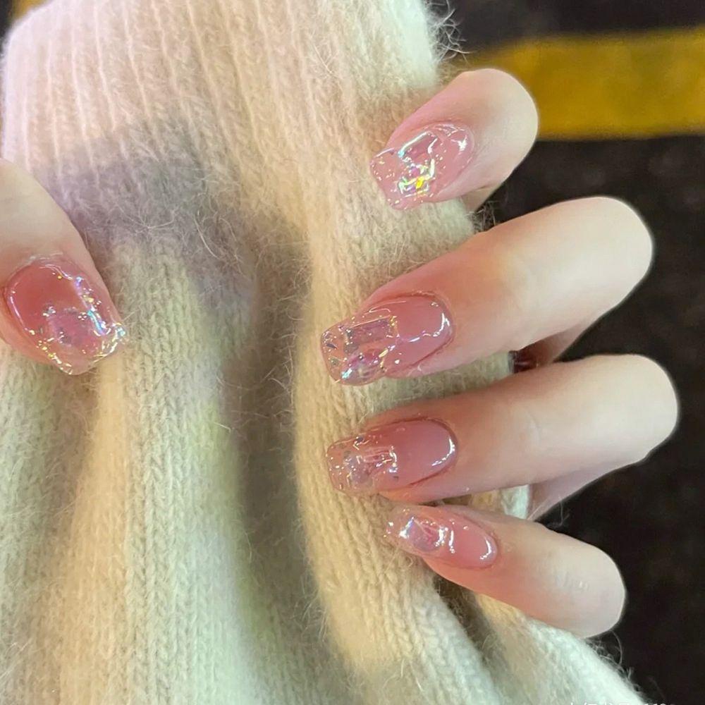 Hộp 24 Móng Tay Giả Ngắn / Tròn / Vuông Có Thể Tháo Rời MIHAN1