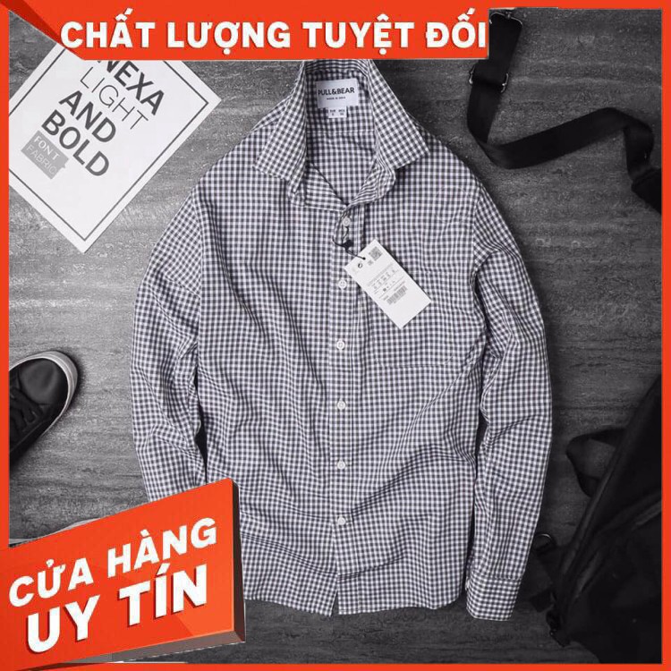 Áo Sơ Mi Nam Kẻ Caro 100% Cotton cap cấp phong Cách Trẻ Trung Năng Động Full&bear vnxk