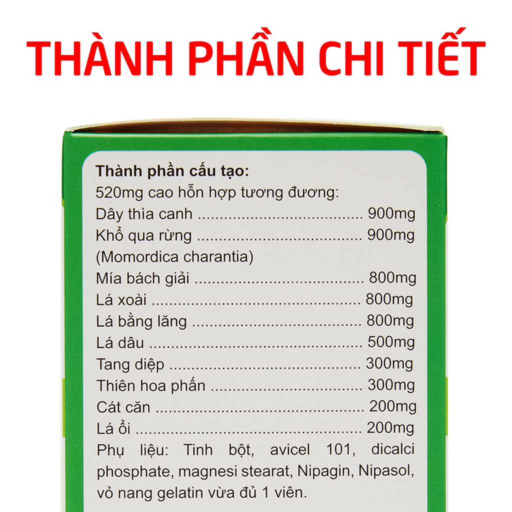 Viên uống DÂY THÌA CANH KHỔ QUA giảm tiểu đường, hạ đường huyết - 60 viên