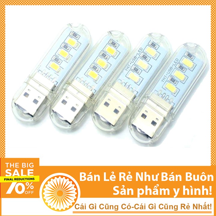 Thanh đèn LED mini gồm 3bóng cổng cắm USB thích hợp để bàn học làm đèn ngủ đèn học đèn làm việc máy tính