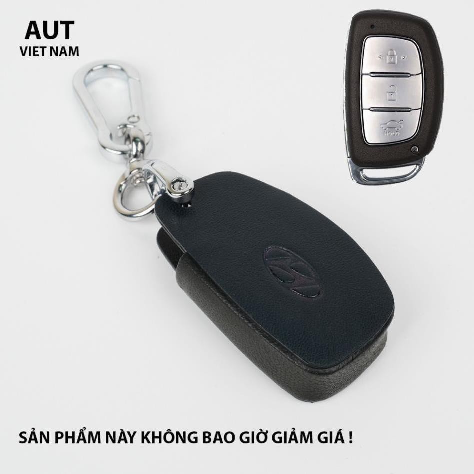 Bao da chìa khóa Smartkey Hyundai Tucson I10 da bò handmade cao cấp