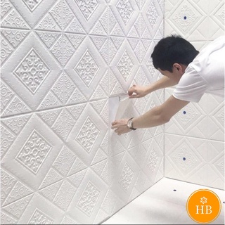 Xốp dán tường gạch 3D loại khổ 35x35cm cách âm/ cách nhiệt tiện dụng giấy dán