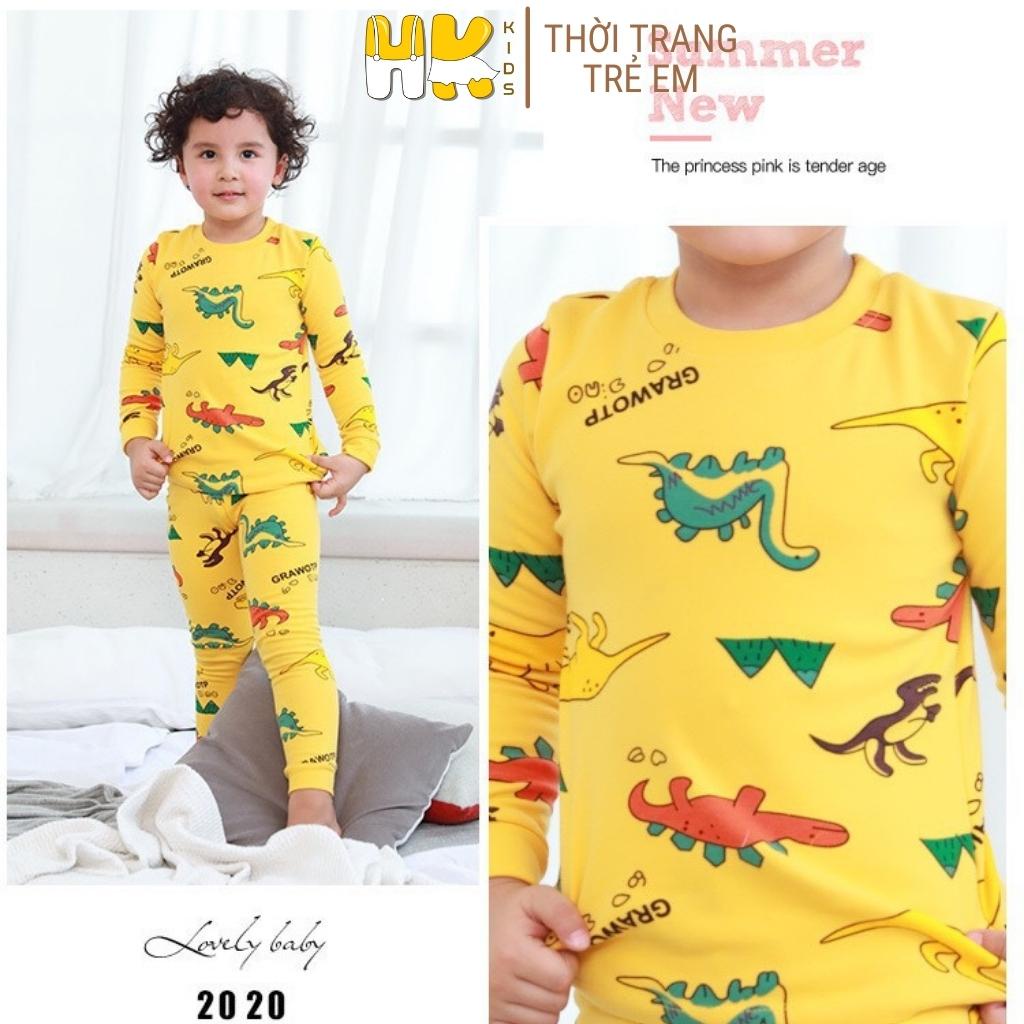 Bộ quần áo cho bé trai HK KIDS dài tay đông xuân chất cotton dày dặn size cho bé từ 2-10 tuổi hàng chính hãng