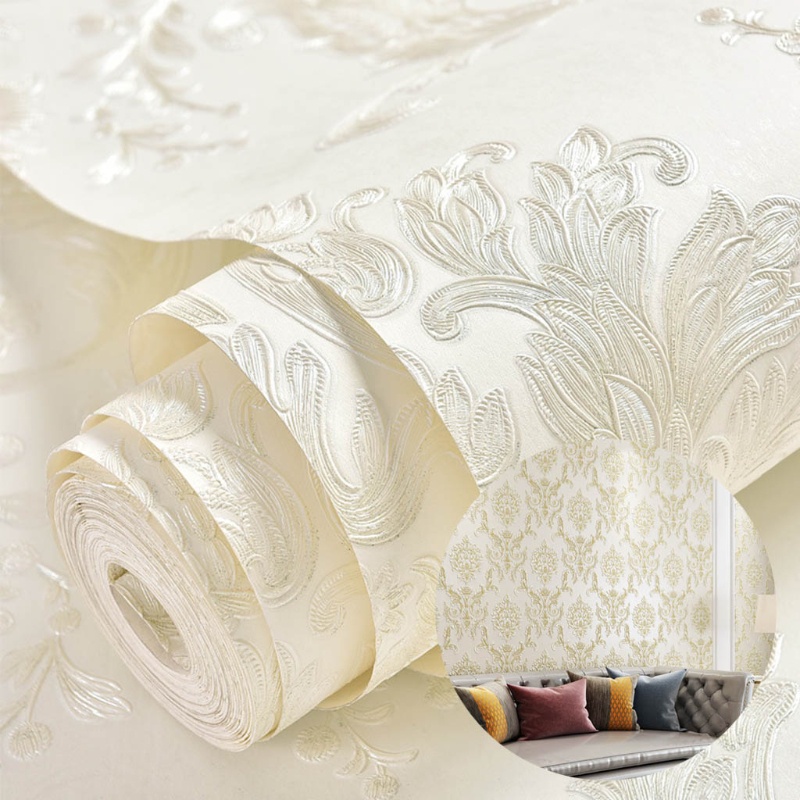 Giấy Dán Tường Không Dệt Dập Nổi Họa Tiết Hoa 3D Nhiều Màu Trang Trí Nội Thất