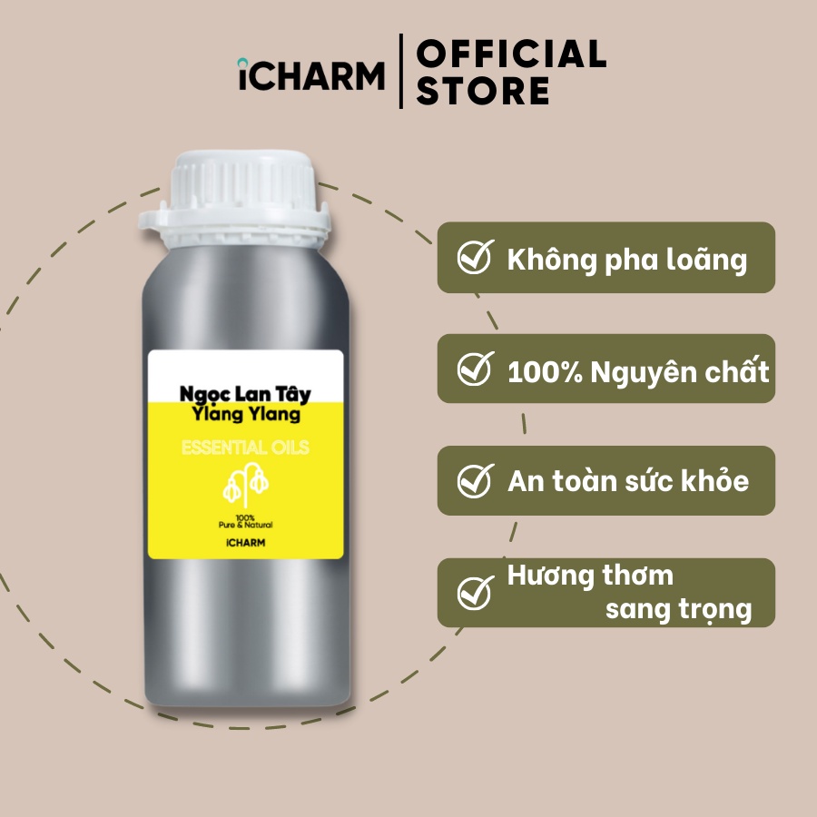 Tinh dầu ngọc lan tây xông phòng 500ml, 1 lít iCHARM - 100% Nguyên chất, Không pha loãng, Không tạp chất