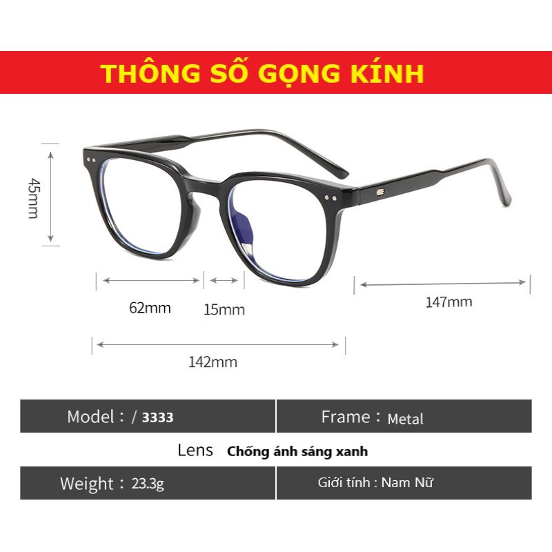 Gọng kính mát nam nữ Thời trang chống UV400 , mắt kính tròn giả cận không độ nhựa cứng cáp LUTTO 6234