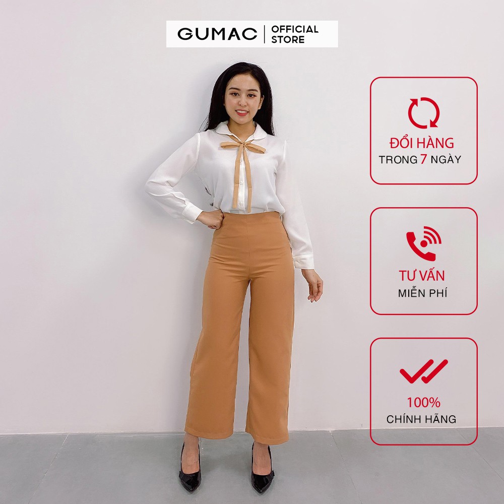 [Mã WABRGU72 giảm 10% tối đa 50k đơn 250k] Quần tây nữ ống rộng lưng liền GUMAC QA9119_NAU