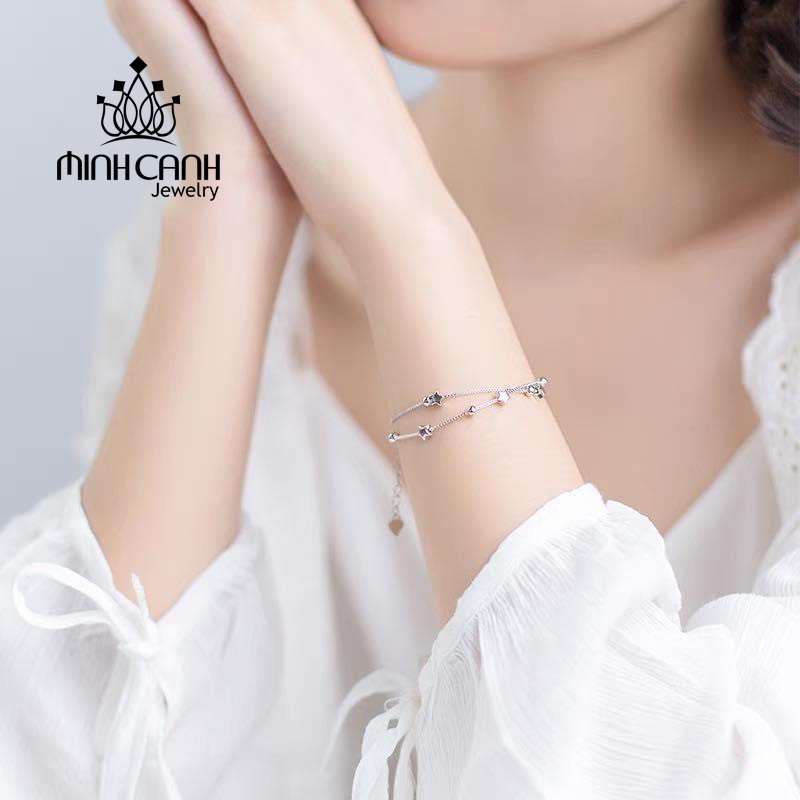 Lắc Tay Bạc Ngôi Sao May Mắn Kiểu Dây Đôi - Minh Canh Jewelry