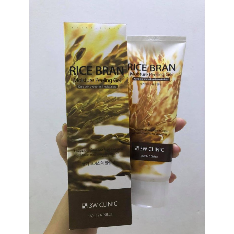 Gel Tẩy tế bào chết RICE BRAN Moisture Peeling Gel chiết xuất từ gạo 3W CLINIC 180ml