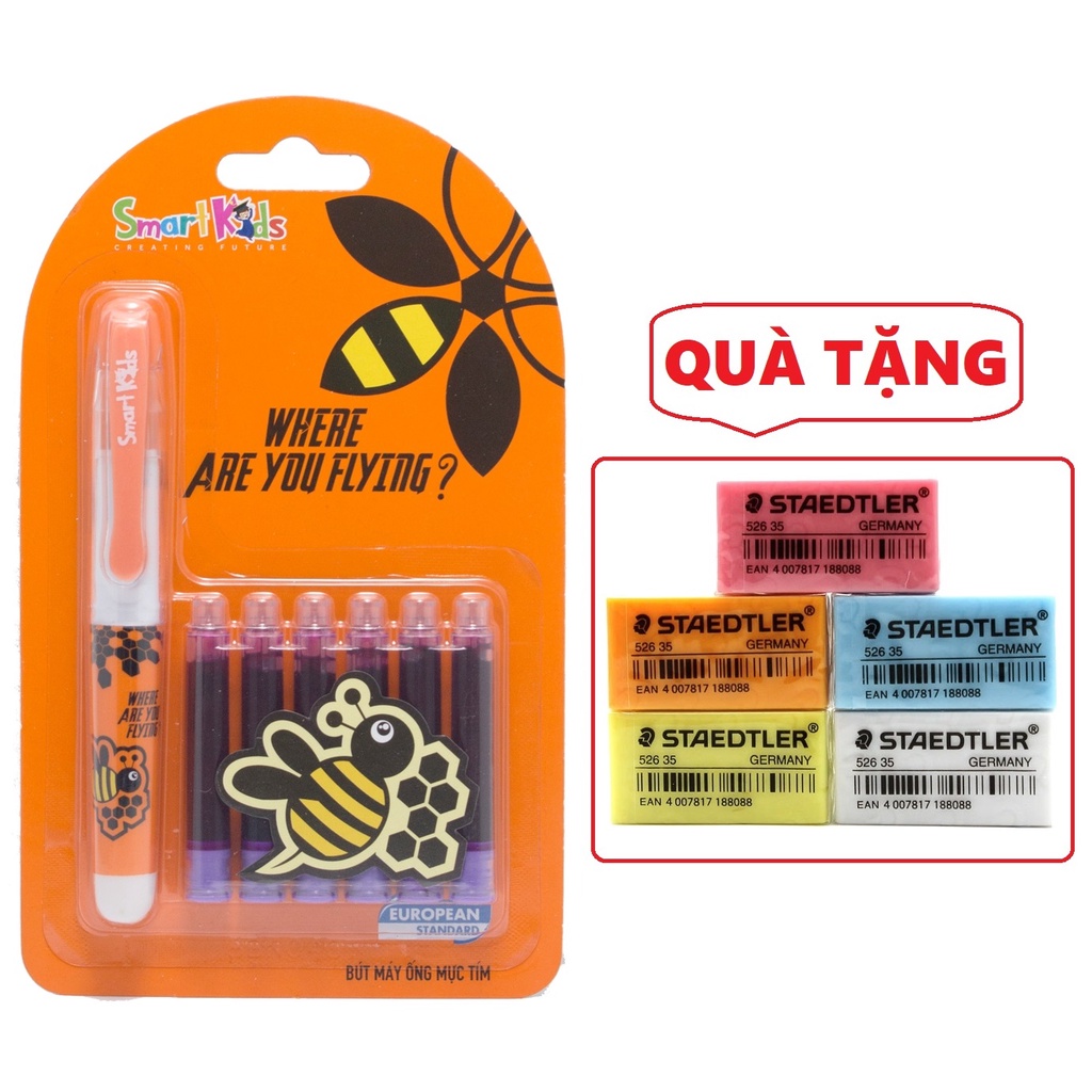 Bút máy Smartkids SK-CFP001 kèm 6 ống mực tím - Tặng 1 tẩy chì Staedtler