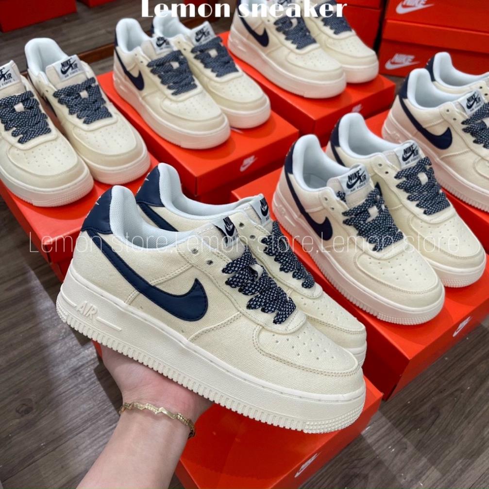 Giày Air Force 1 Canvas Navy, Giày thể thao AF1 vải canvas vệt xanh navy thiết kế cưc chất phối đồ nam nữ hot trend 2022
