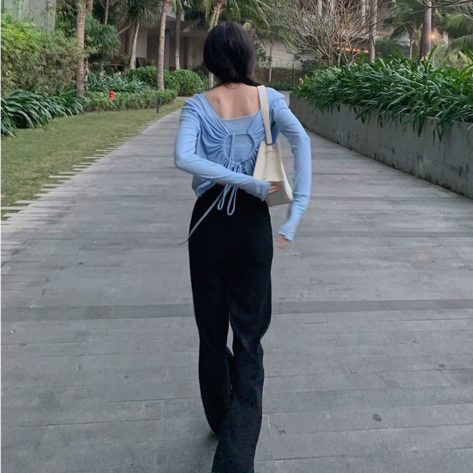 COZOK Set Áo Khoác Ghi Lê + Áo Thun Tay Dài Phong Cách Hàn Quốc Thời Trang