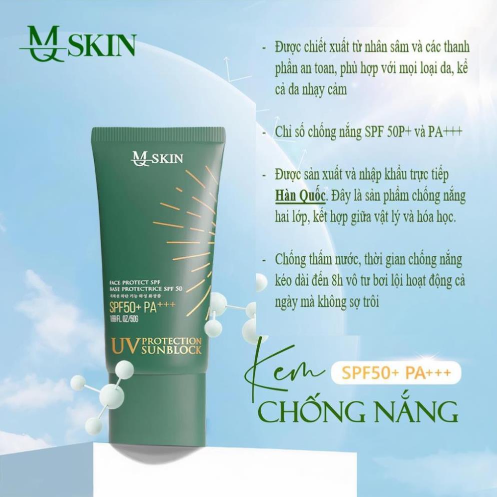 Kem chống nắng MQSKIN chống Nắng MQ Skin SPF50+PA+++ Chống nắng UV dạng sữa Lâu Trôi Làm sáng Da Chính Hãng MQ SKIN