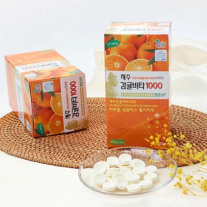 Viên ngậm bổ sung vitamin C, tăng cường đề kháng và hệ miễn dịch JeJu Tangerine Vita 1000 (hộp 278 viên) 500g [ Hàng Mới