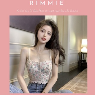 [Hàng có sẵn] Áo hai dây Cổ điển Pháp ren ngọt ngào hoa nhỏ áo yếm nữ mùa hè xinh xắn Rimmie