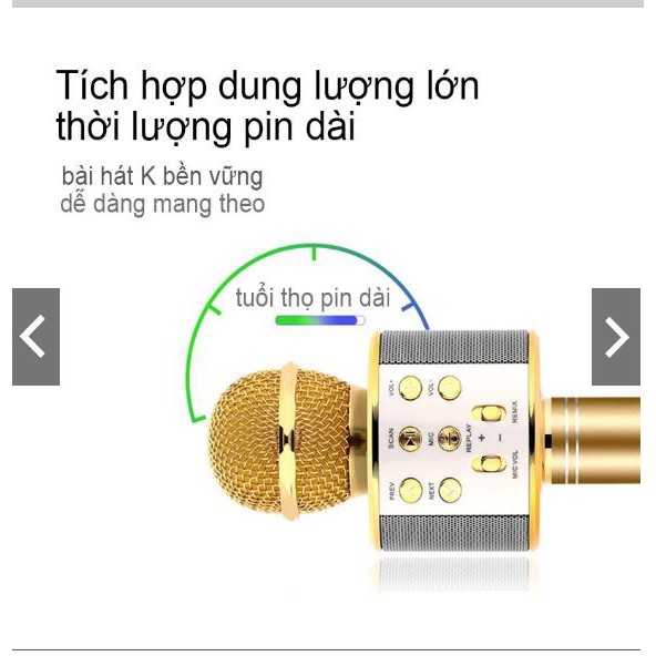 Mic hát karaoke không dây Loa Bluetooth với âm thanh ấm karaoke karaoke cầm tay mini hát hát hay nhất hiện nay