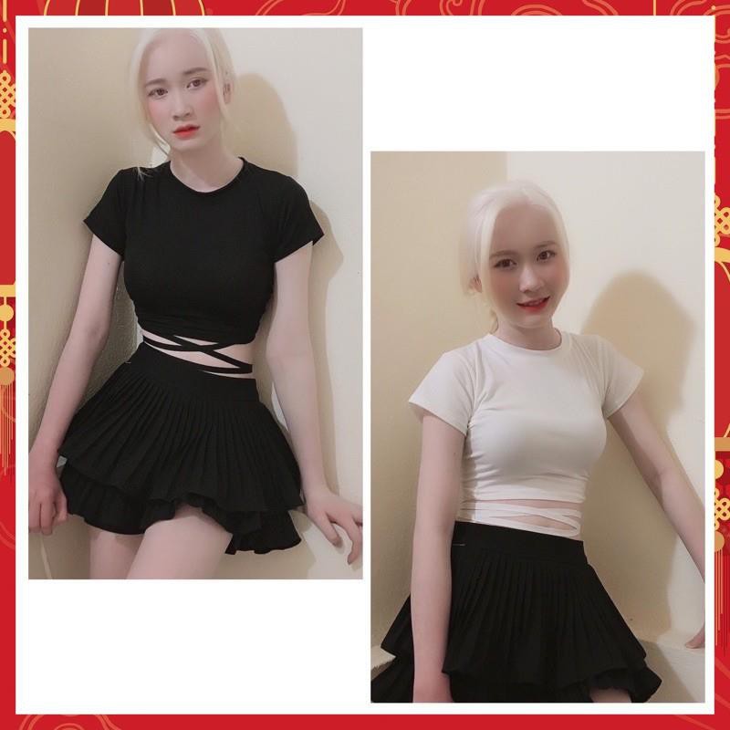 [ FreeShip Bill từ 50k ] Áo Croptop Thun Body Dây Đan Eo -  chất thun co giãn 4 chiều body HOT | WebRaoVat - webraovat.net.vn