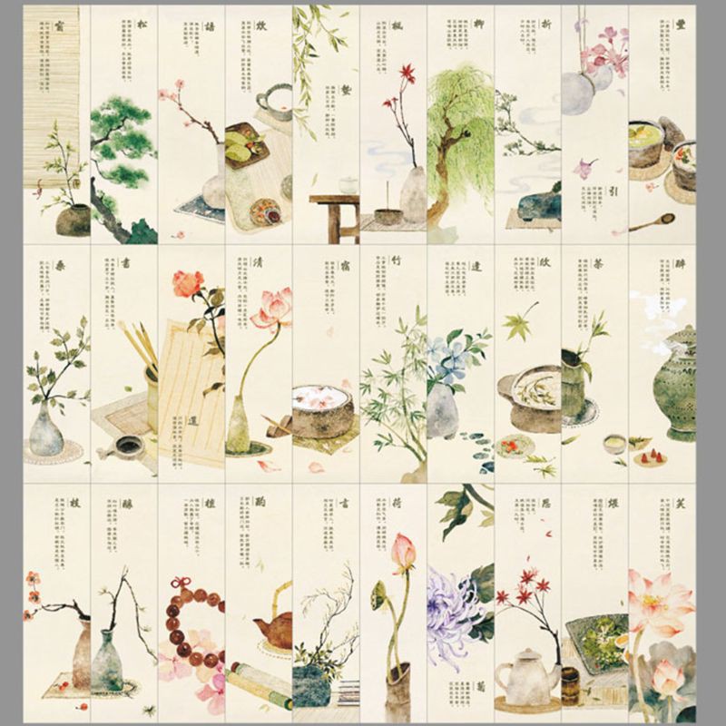 Set 30 Thẻ Đánh Dấu Sách Phong Cách Trung Hoa