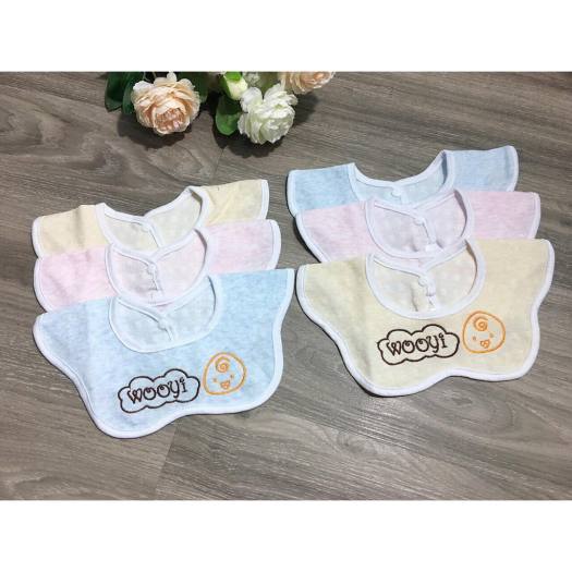 Set 3 chiếc yếm sợi tre 4 lớp 2 mặt Wooyi siêu thấm hút cho em bé