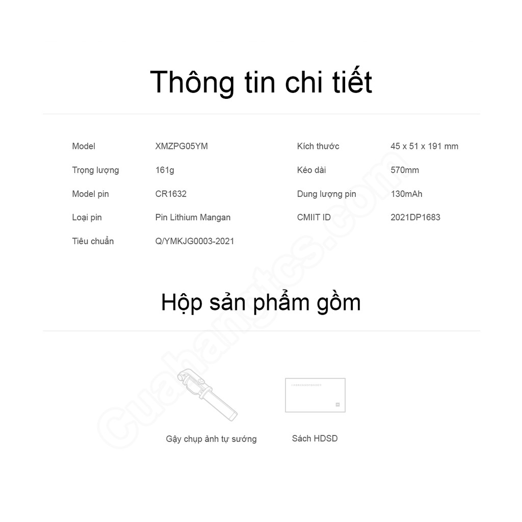 Gậy tự sướng 3 chân Xiaomi XMZPG05YM tích hợp nút Zoom | WebRaoVat - webraovat.net.vn