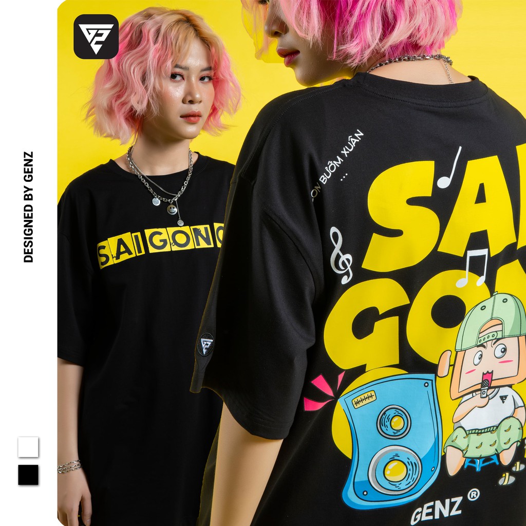 Áo thun tay lỡ GENZ phông unisex nam nữ cotton oversize form rộng Sài Gòn Loa Kẹo Kéo | BigBuy360 - bigbuy360.vn