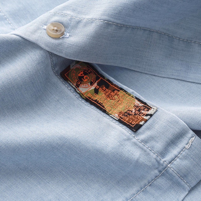 Áo sơmi nam giả denim ngắn tay