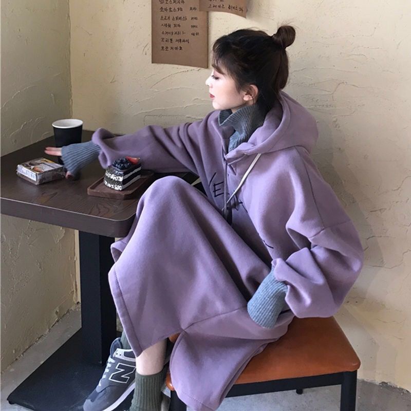 Đầm hoodie dài dáng rộng phong cách Hàn Quốc dành cho nữ