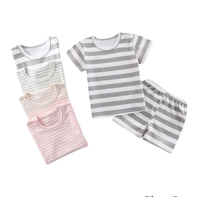 Bộ cộc tay kẻ ngang siêu mát cho bé