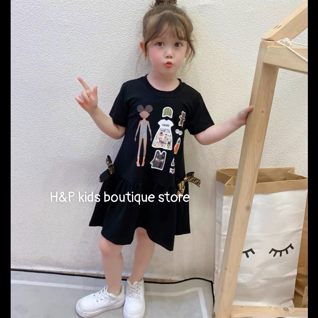 Váy cotton cộc tay đuôi cá bé gái