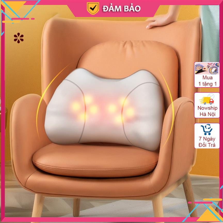 Gối massage cổ vai gáy lưng cao cấp, máy massage toàn thân sạc điện, gối massage nóng đa năng