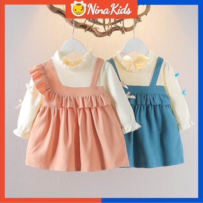 Đầm Dài Tay Thời Trang Hàn Quốc Dành Cho Bé Gái 0-4 Tuổi