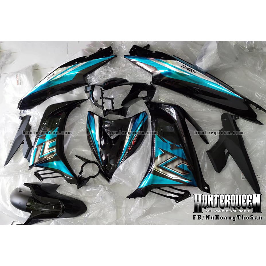 Tem rời Exciter 2011 - Chất liệu crom - LC 2017 xe đen - Tùy chỉnh theo yêu cầu