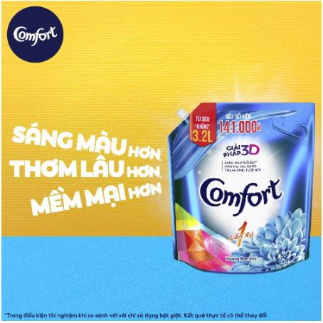 Nước xả vải Comfort Một Lần Xả Hương Ban Mai Túi 3.2L - Giải pháp 3D