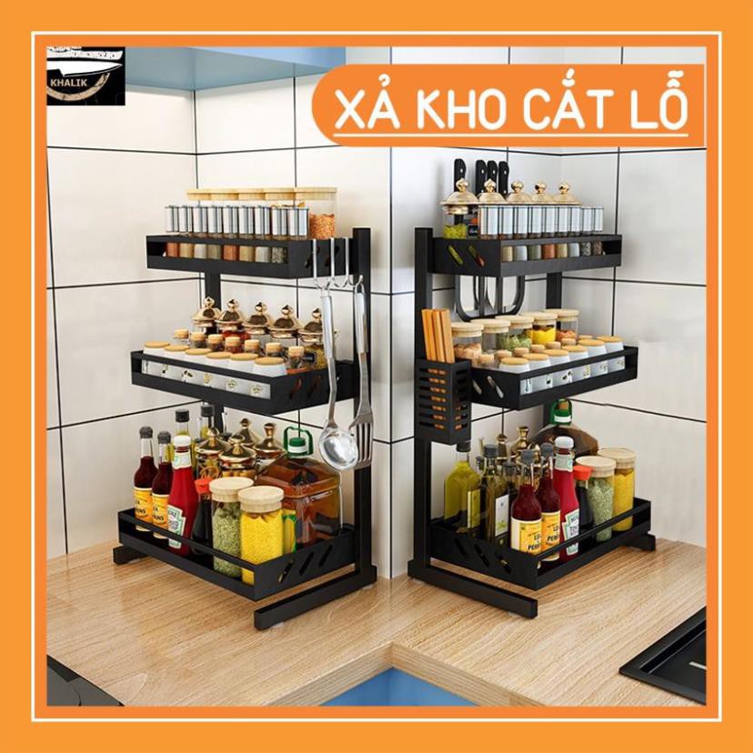 Giá kệ đựng gia vị chai lọ nhà bếp đa năng bằng inox cao cấp KHALIK - KL-KGV