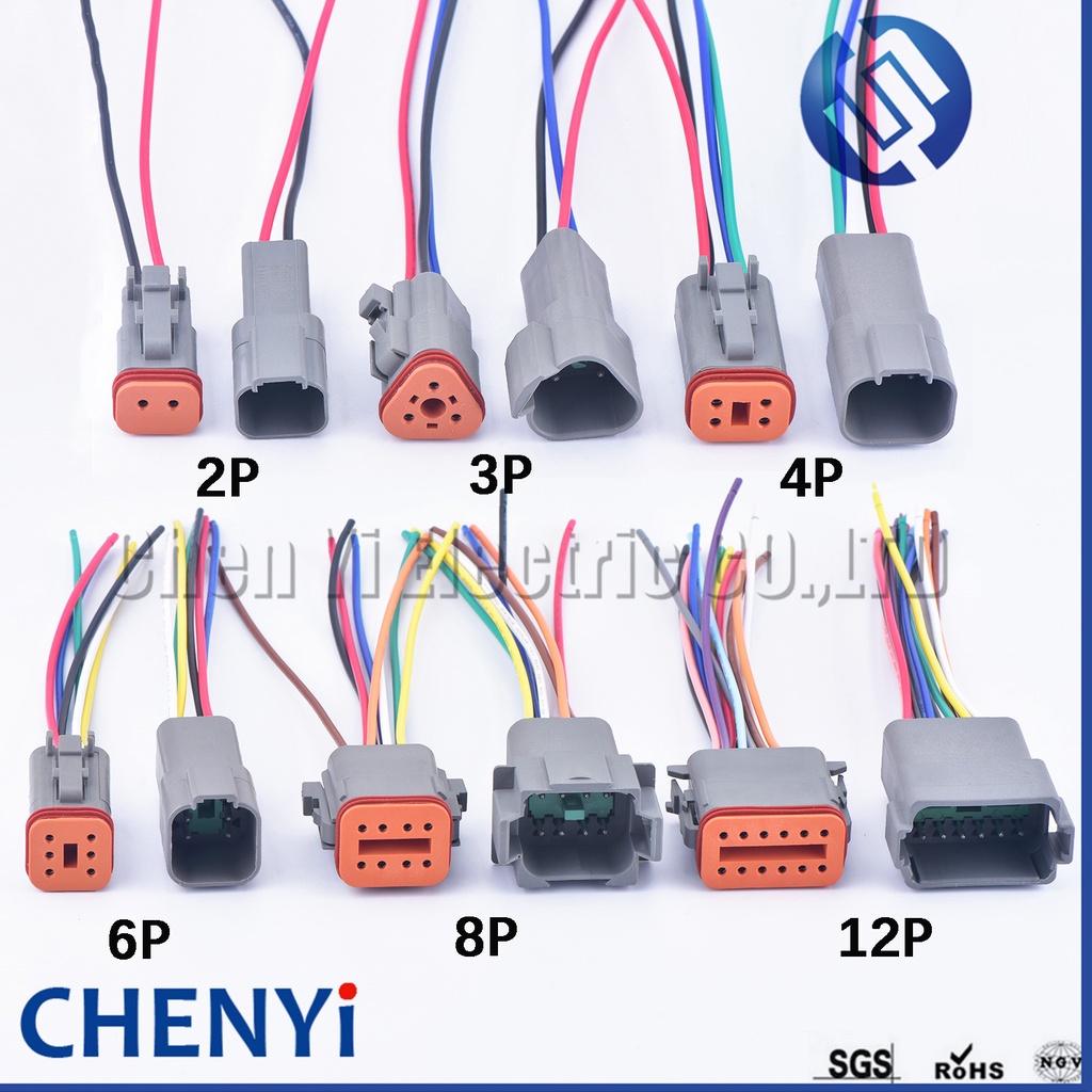 1 Phích Cắm Kết Nối Deutsch Dt04-2P Dt06-2S 2 3 4 6 8 12 Pins 15Cm 18Awg