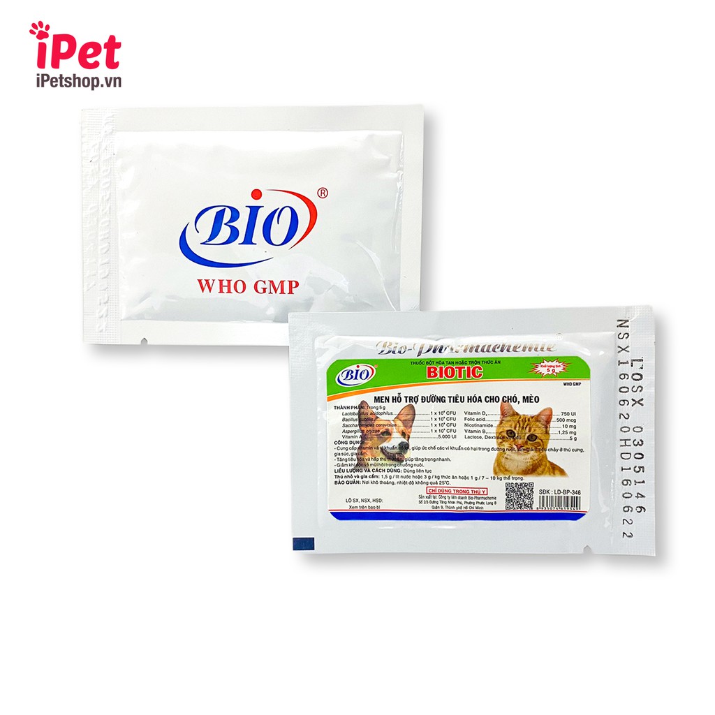 [Mã 155FMCGSALE giảm 7% đơn 500K] Men Tiêu Hóa Hỗ Trợ Đường Ruột Cho Chó Mèo BIOTIC 5g - iPet Shop