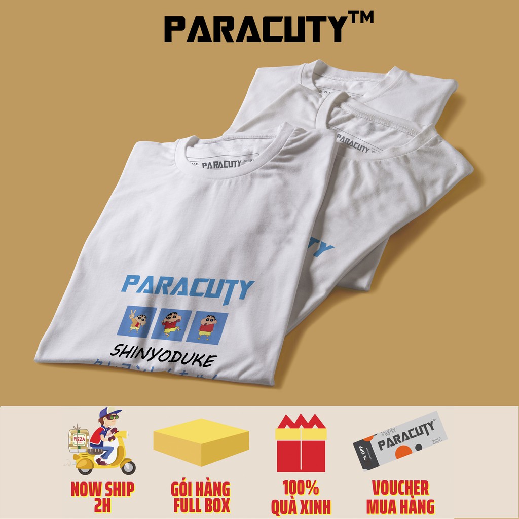Áo thun nam nữ Unisex PARACUTY Shinyoduke P04 chất liệu cotton 100%, co giãn 4 chiều, dày dặn, form rộng tay lỡ