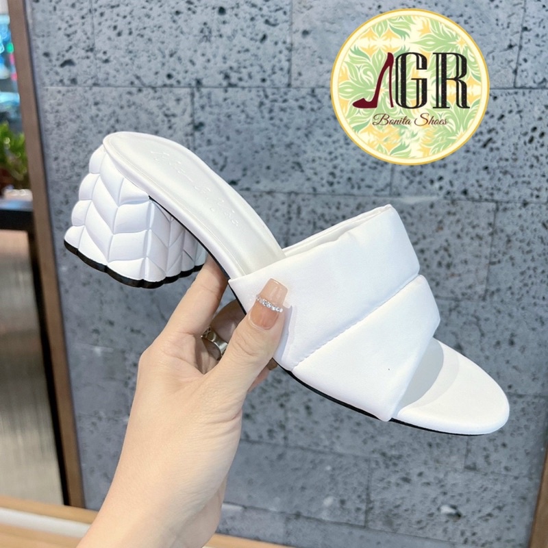 Guốc bản phồng viền giữa gót hoa lúa 6 cm