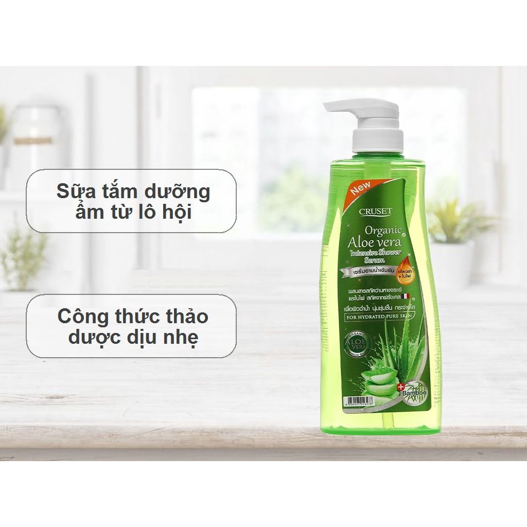 Sữa tắm organic thanh lọc tươi mát chiết xuất lô hội và tre xanh CRUSET Organic Aloe Vera Intensive 500ml