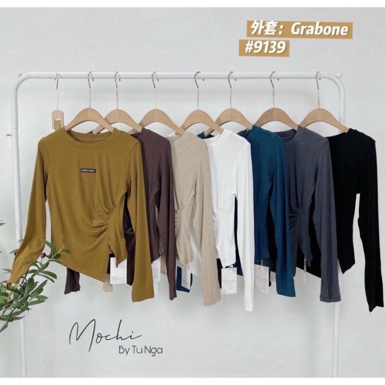 Áo thun nữ dài tay trơn ôm body tôn dáng xếp ly nhún sườn sang chảnh chất bozip loại 1 dày dặn co dãn 7 màu MÃ A45 ONE U
