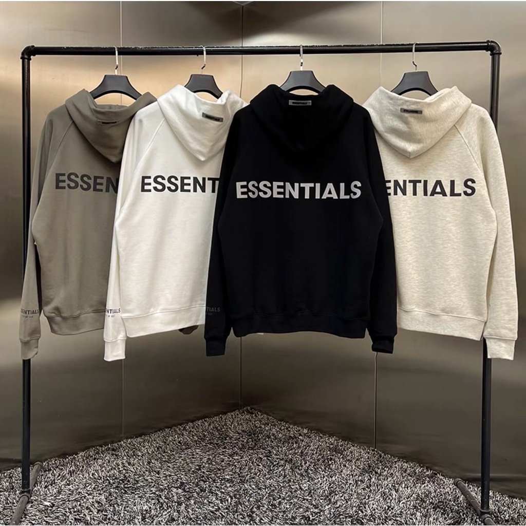 Áo khoác zipper Essentials in cao su khoác hoodie zipper nỉ bông hàng cao cấp