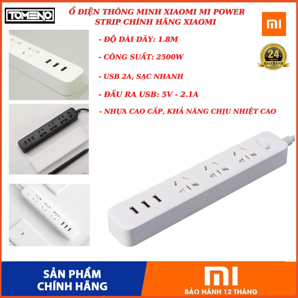Ổ Cắm Điện xiaomi thông minh , đa năng kiêm 3 Cổng sạc USB , công suất 2500W , chống giật , chịu nhiệt , cao cấp