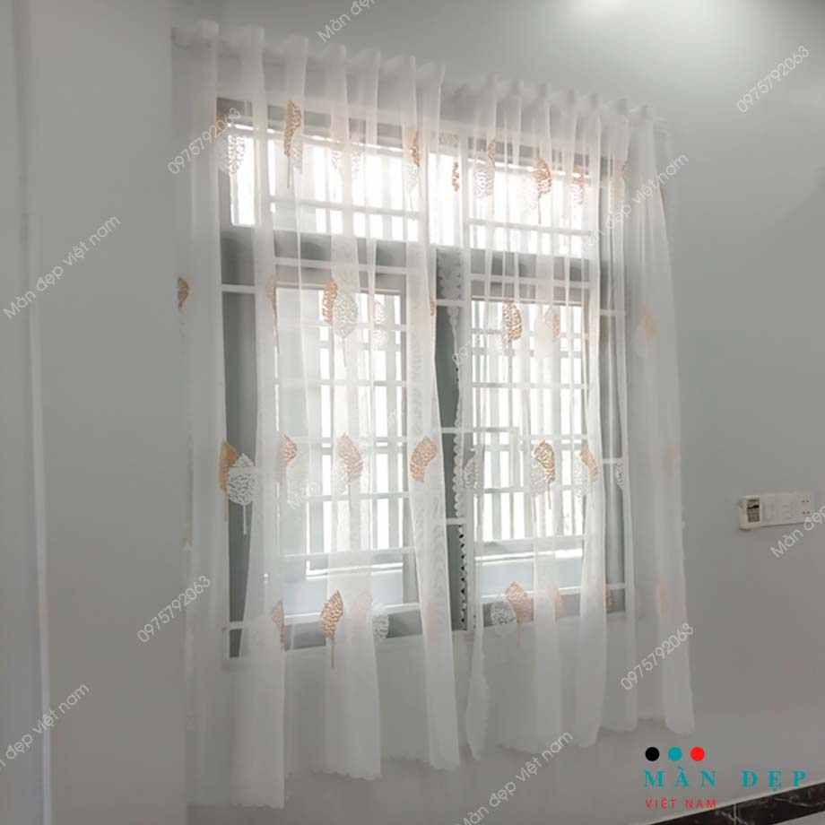 [Mã LIFEHL50K giảm 10% đơn 200K] Rèm cửa dán tường 1 lớp voan họa tiết hoa lá trang trí decor phòng rẻ đẹp