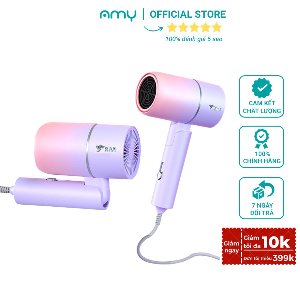 [Mã BMBAU50 giảm 7% đơn 99K] Máy Sấy Tóc mini công suất lớn sấy 2 chiều nóng lạnh AMY FLOWERS có đầu thổi kèm theo