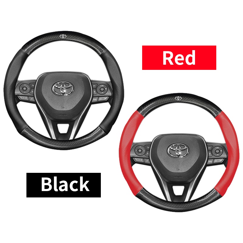 Vỏ Bọc Vô Lăng Bằng Sợi Carbon Cao Cấp Cho Xe Hơi Toyota Avanza Rush Kijiang Innova Calya Razie Yaris Corolla