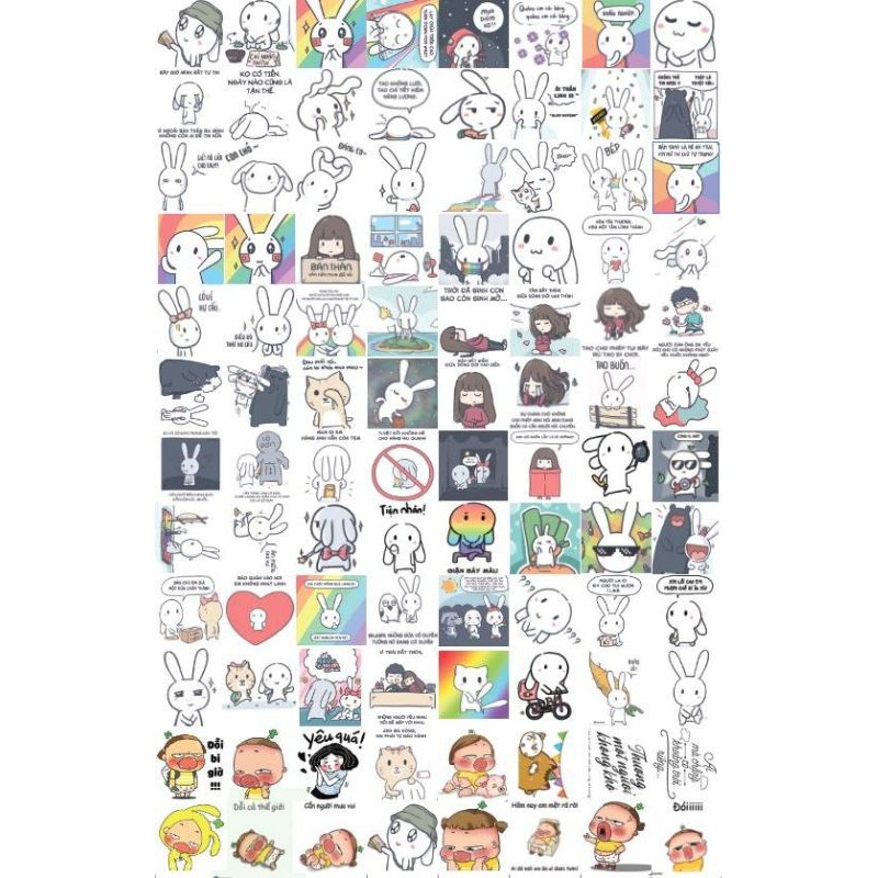 Combo 96 Tem Dán Sticker Cute Chủ Đề Dễ Thương