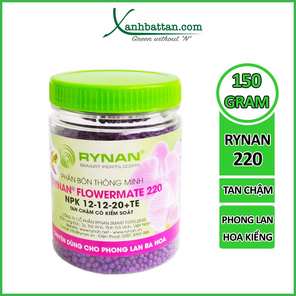 Phân tan chậm thông minh RYNAN 220 kích thích ra hoa cho lan và dưỡng hoa lâu tàn 150 gram