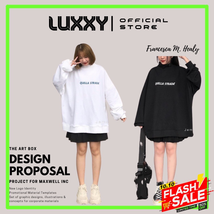 Áo sweater unisex nỉ bông cotton dưới 80kg - Luxxy Store- Sweater Quella strada